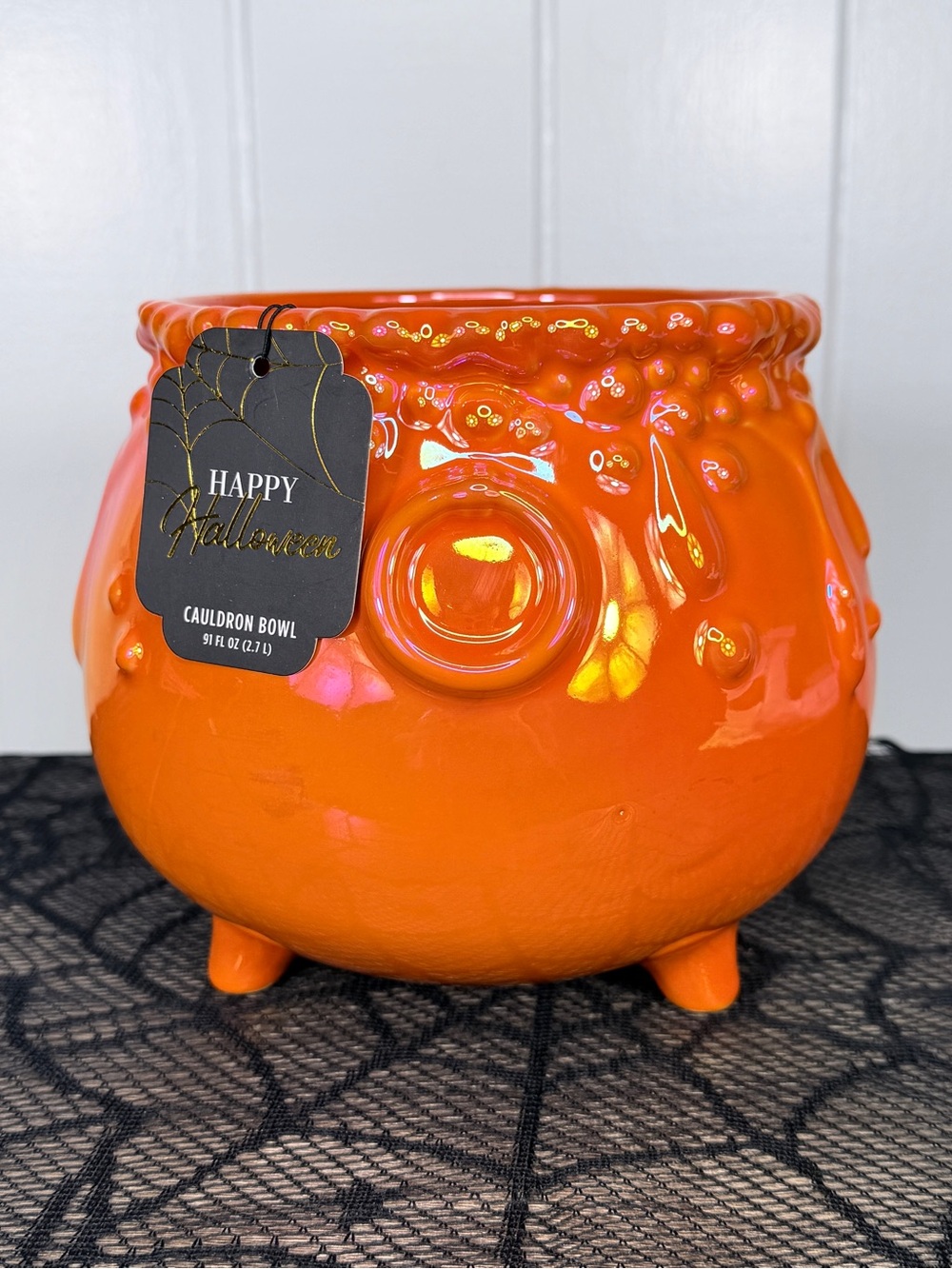 NEW Happy Halloween 91oz Orange Halloween Cauldron